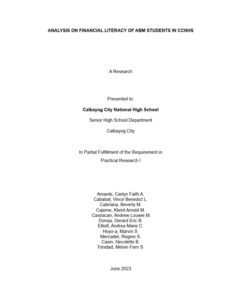 Research Model Abm | PDF | Financial Literacy | Literacy