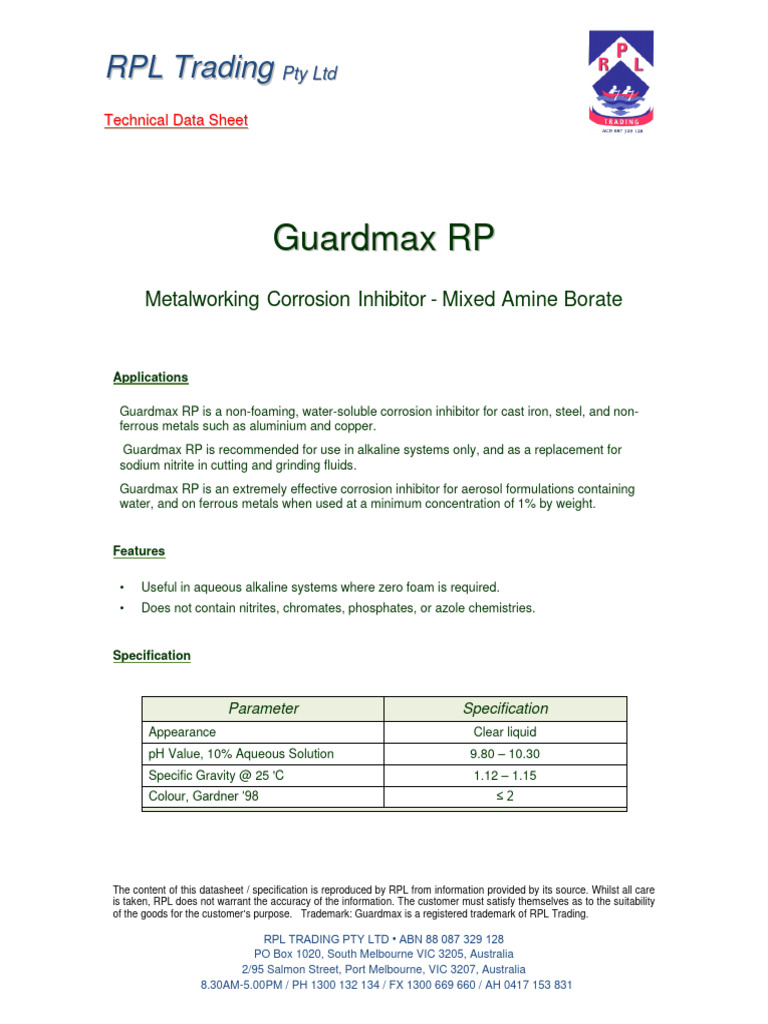 Guardmax RP-TDS | PDF | Corrosion | Chemical Substances