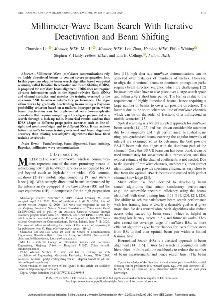 Adaptive Beam Search for mmWave Communications | PDF | Extremely High ...