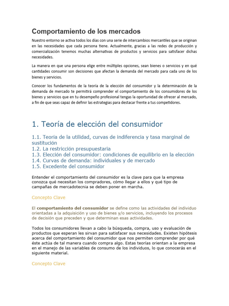 Comportamiento del Mercado y Consumidor | PDF | Mercado (economía ...