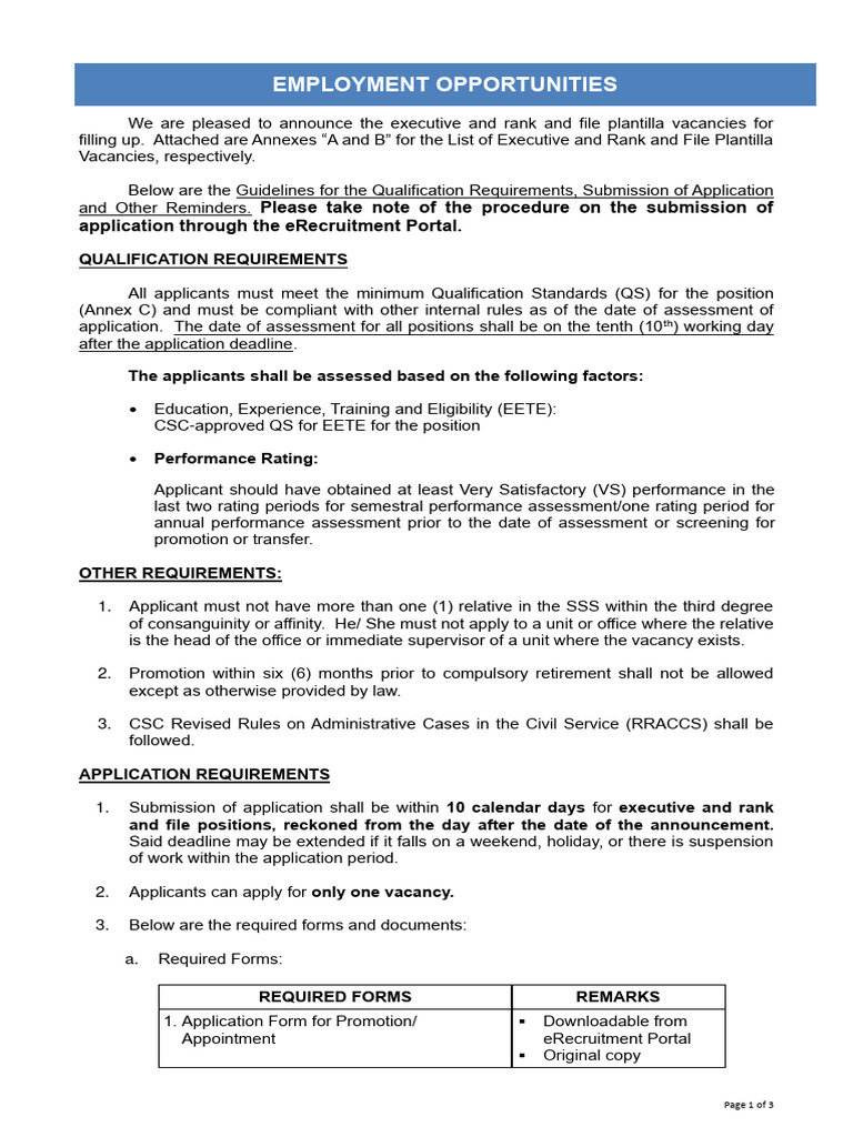 Executive and Rank File Job Vacancies | PDF | Notary Public | Government