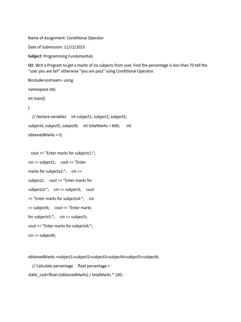 Conditional Operator | PDF image.