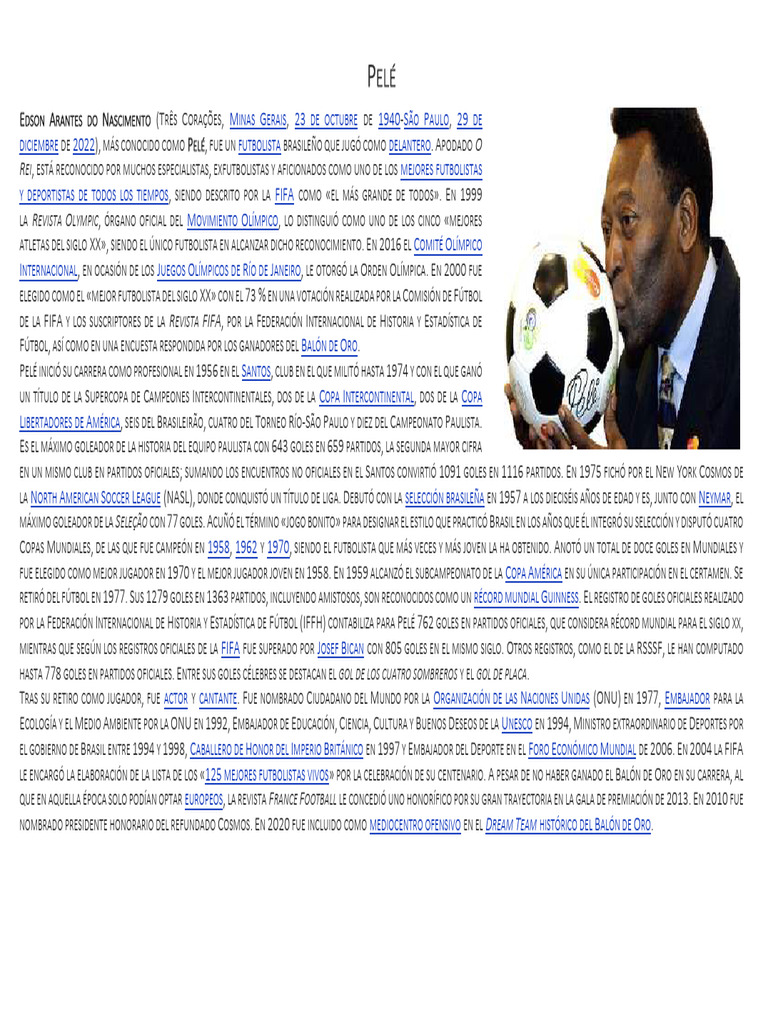 Biografia Pele Mena | PDF | Asociación de Futbol | Deportes