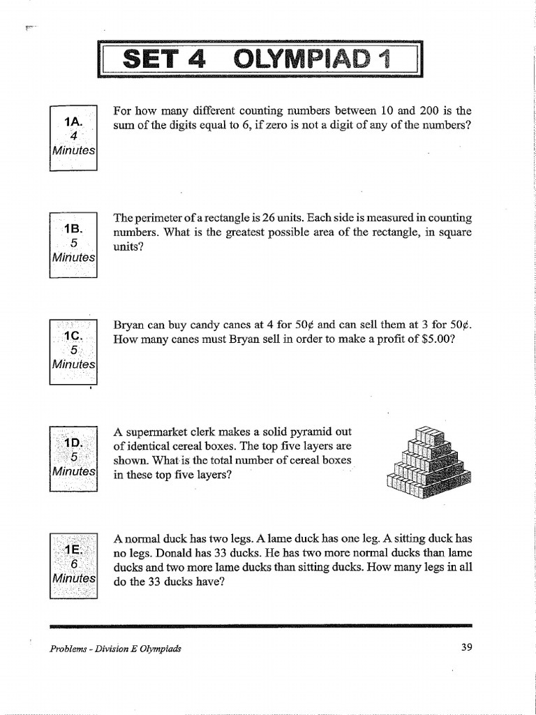 Math Olympiad Contest Problems Vol 2 E Set 4 Pdf