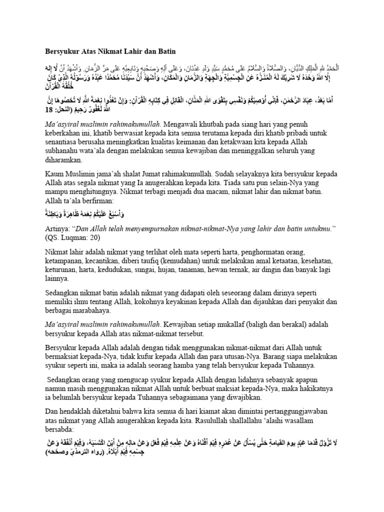 Nikmat Rohani dan Batin dalam Syukur | PDF