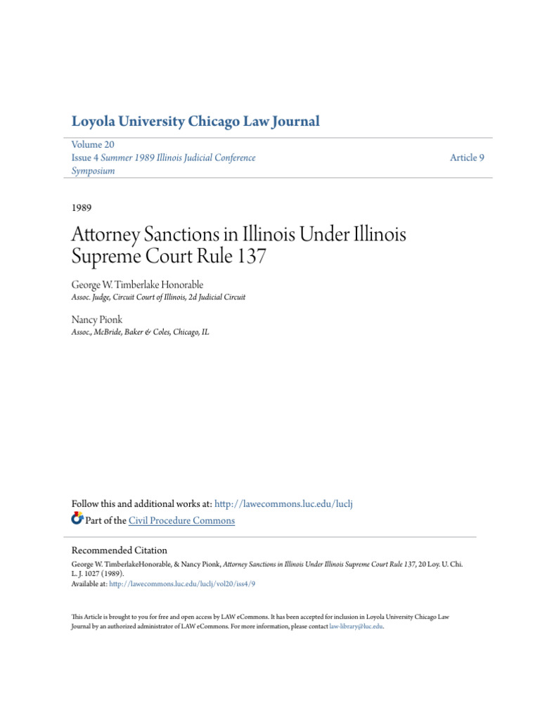 Illinois Attorney Sanctions Under Rule 137 | PDF | Lawsuit | Federal ...
