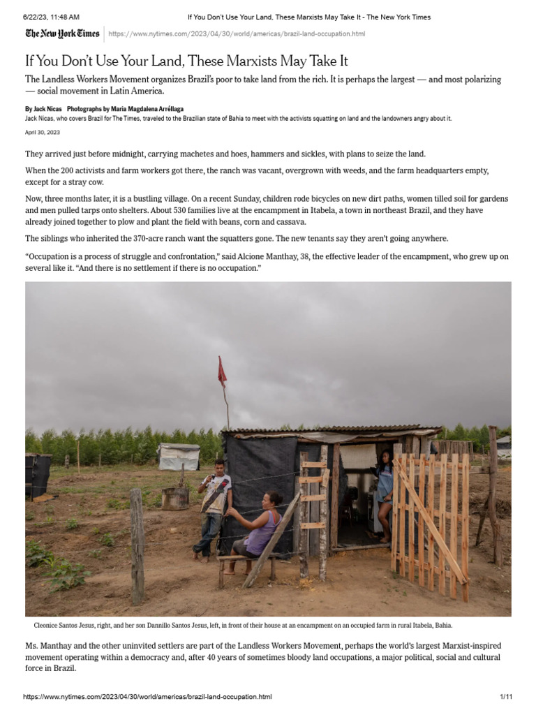 Brazil's Landless Movement: Occupation Struggles | PDF | Luiz Inácio ...