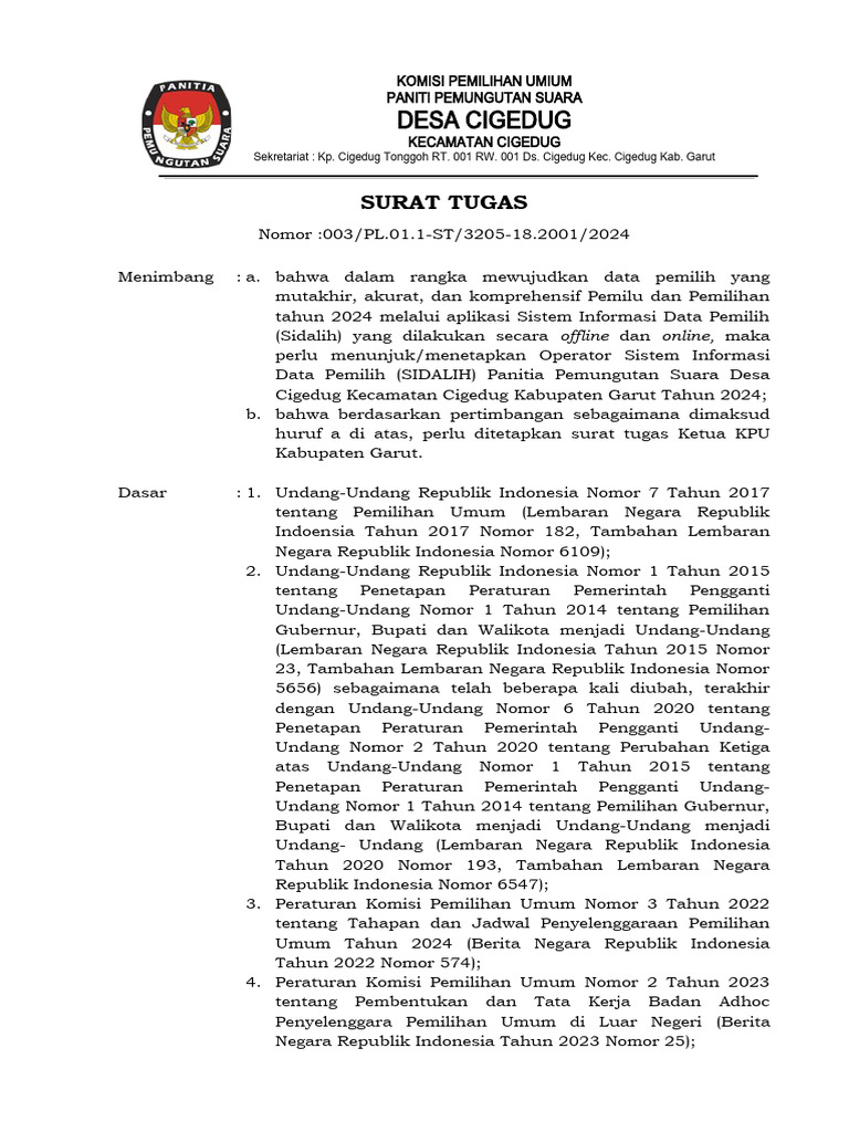 Tugas ODP Sidalih Pemilu 2024 | PDF