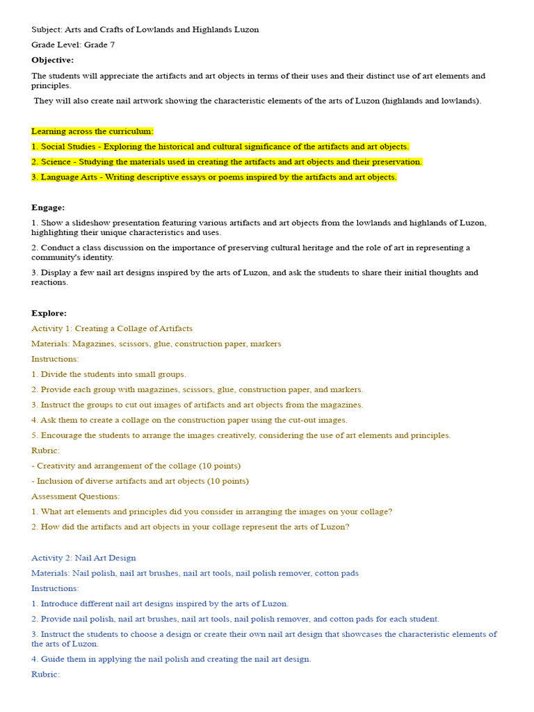 Arts and Crafts Act Appreciation | PDF | Artifact (Archaeology ...