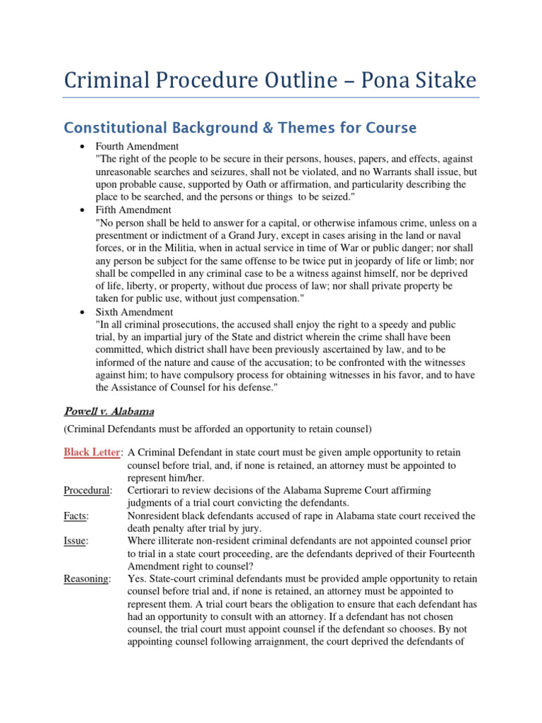 Criminal Procedure Overview and Key Cases | PDF | Miranda Warning ...