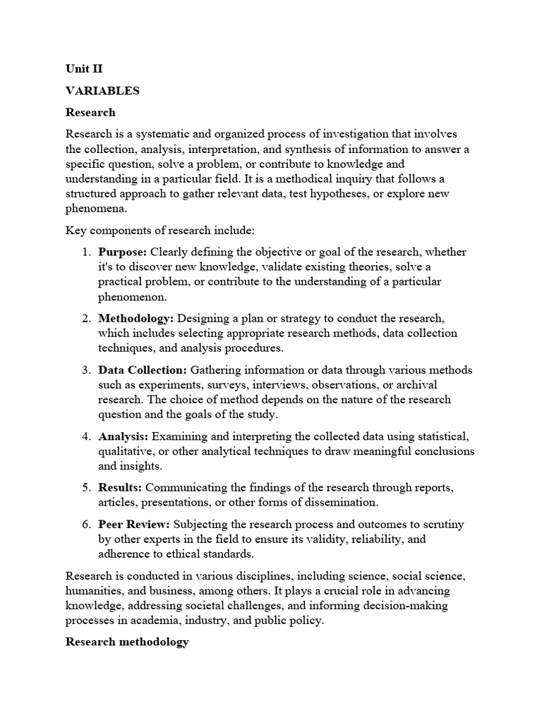 Unit II RESEARCH METHODOLOGY | PDF | Methodology | Survey Methodology