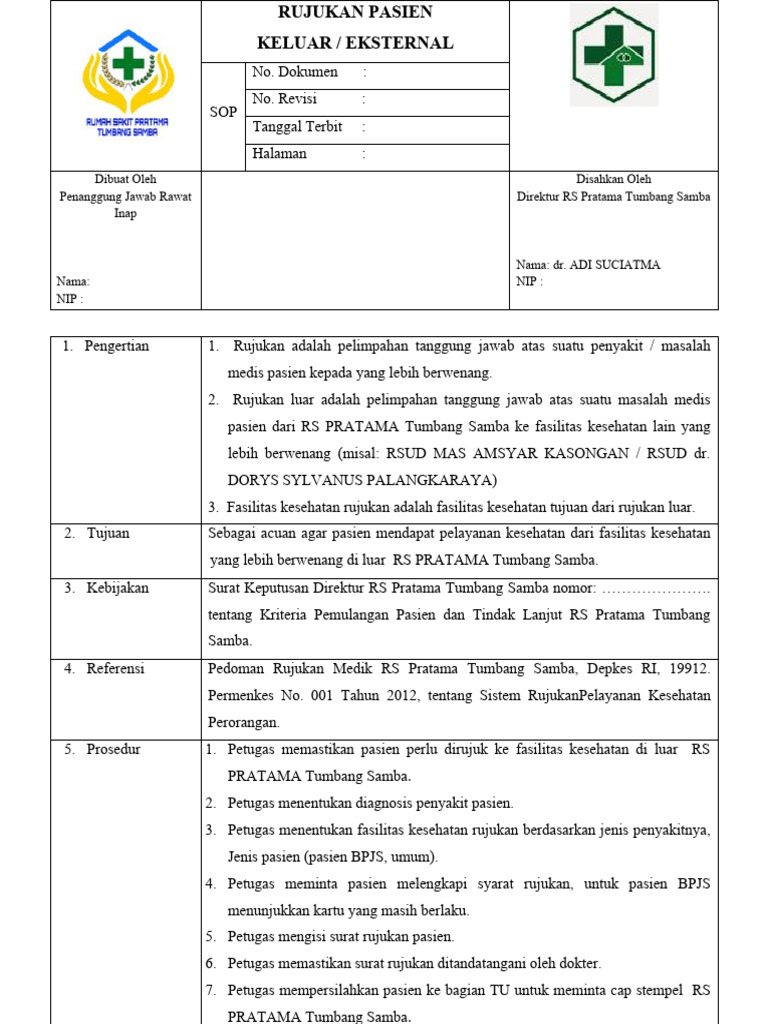 Prosedur Rujukan Pasien RS Pratama | PDF