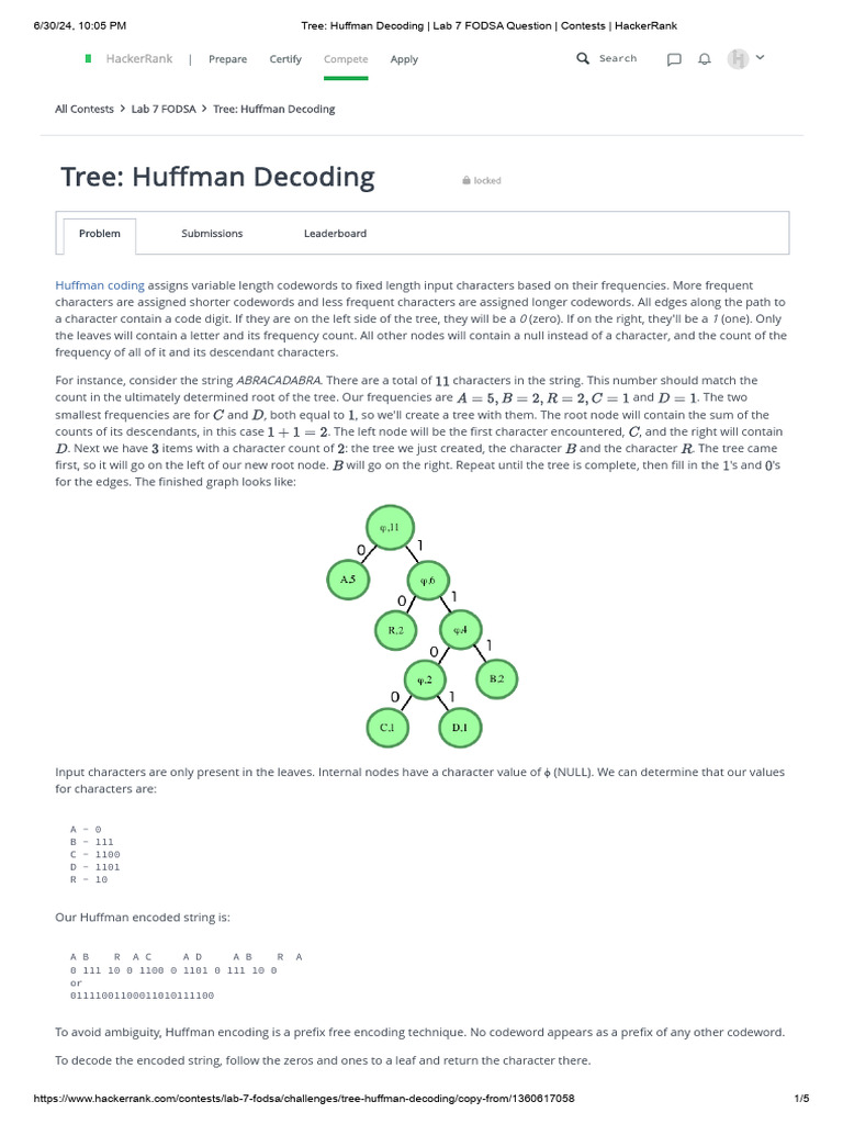 Huffman Decoding Challenge on HackerRank | PDF | String (Computer ...