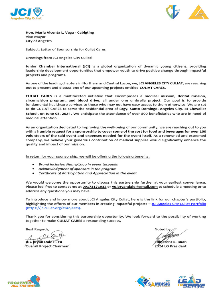Sponsorship Request for CULIAT CARES | PDF | Health Care