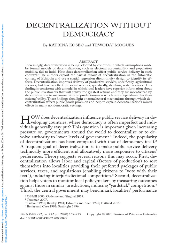 G2 - Decentralization Without Democracy | PDF | Decentralization | Policy