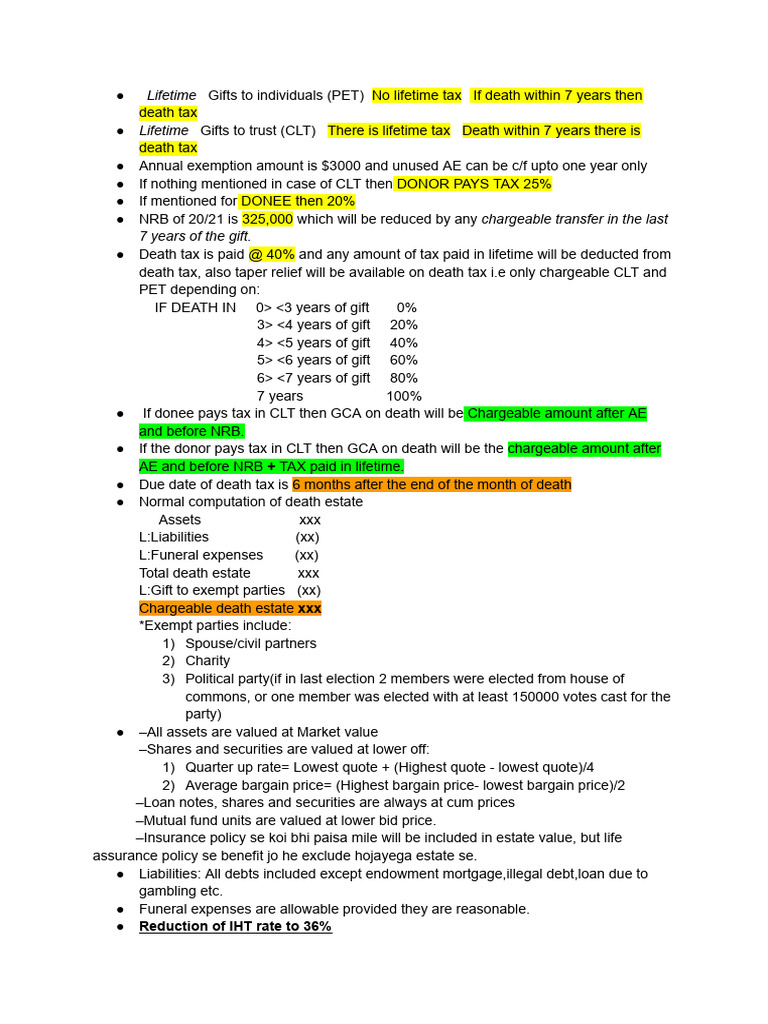 Inheritance Tax Guidelines and Reliefs | PDF | Estate Tax In The United ...