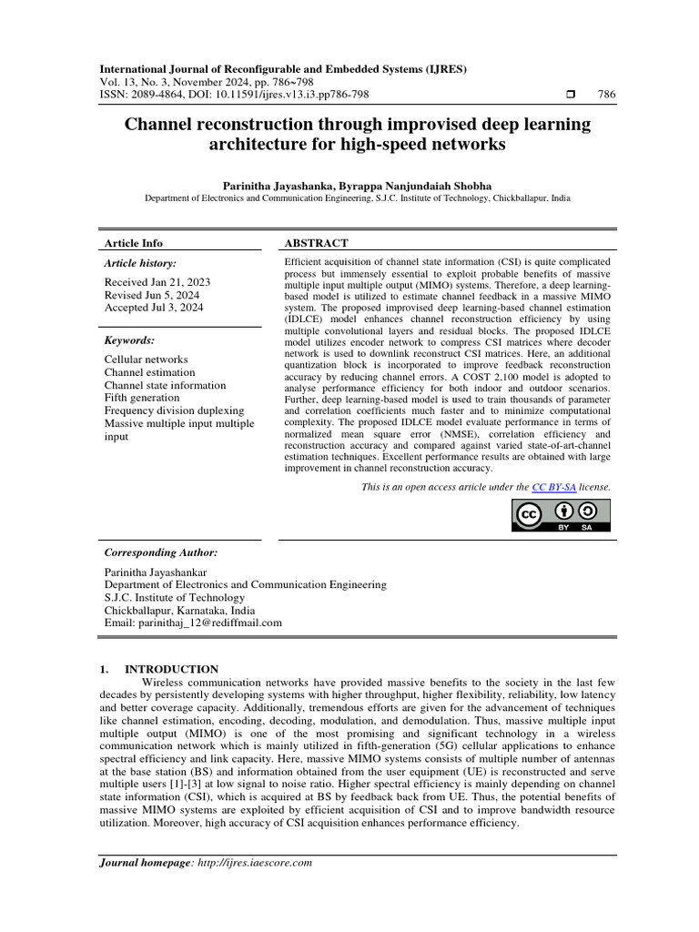 Channel Reconstruction Through Improvised Deep Learning Architecture ...