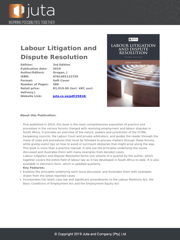 Labour Dispute Resolution Guide | PDF | Arbitration | Lawsuit