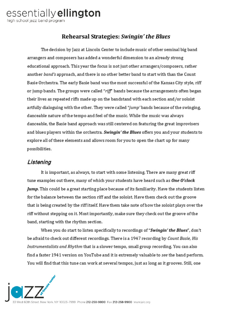 Swingin The Blues Final Pdf Blues Jazz