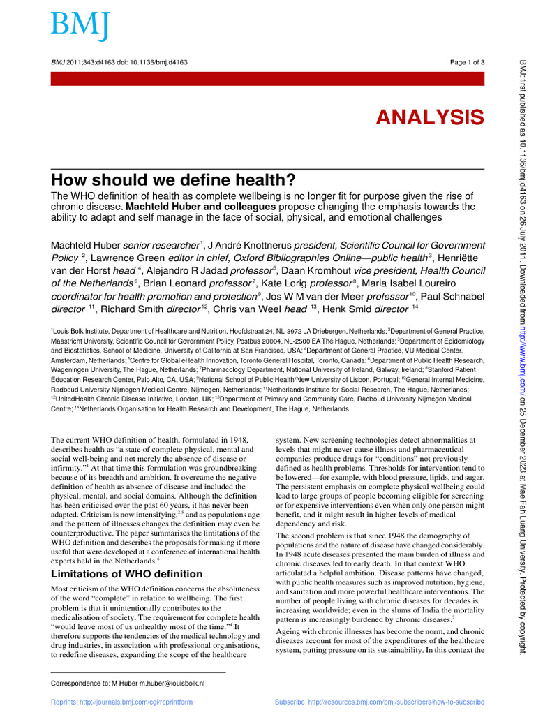 How should we define health pdf chronic condition world health