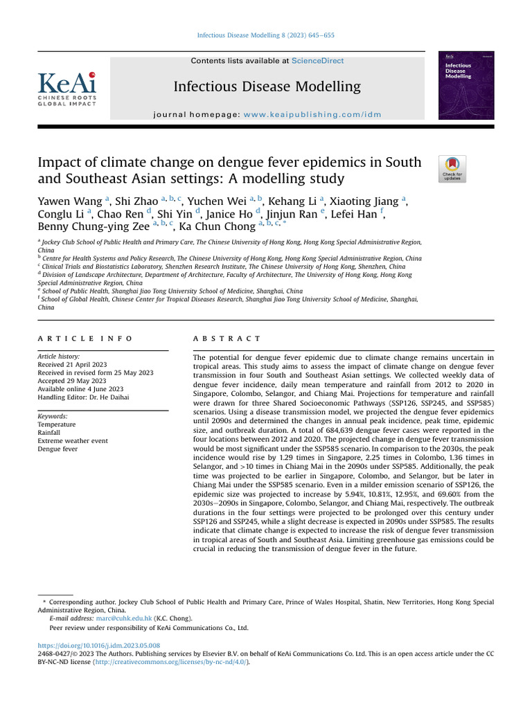 Climate Change and Dengue Fever Trends | PDF | Climate Change | General ...