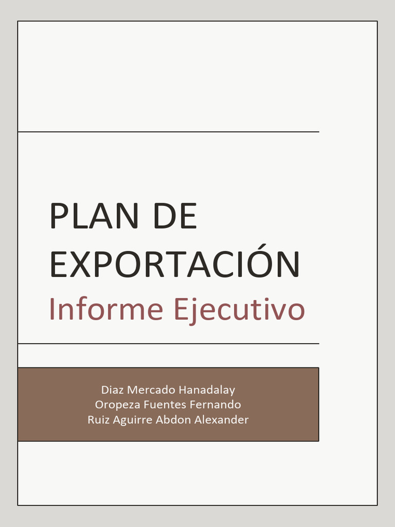 Plan de Exportación | PDF | Calidad (comercial) | Mercado (economía)