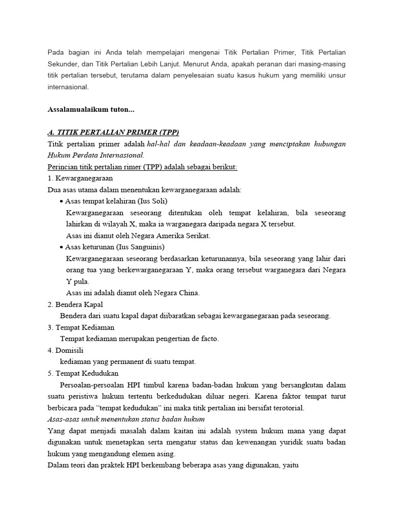 Titik Pertalian Primer dalam HPI | PDF | Ilmu Sosial
