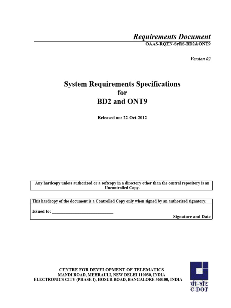 OAAS RQEN SyRS BD2&ONT9 v02 | PDF | Fiber To The X | Computer Science