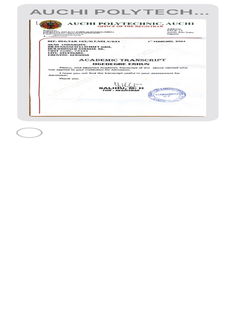 Auchi Polytechnic, Auchi | PDF