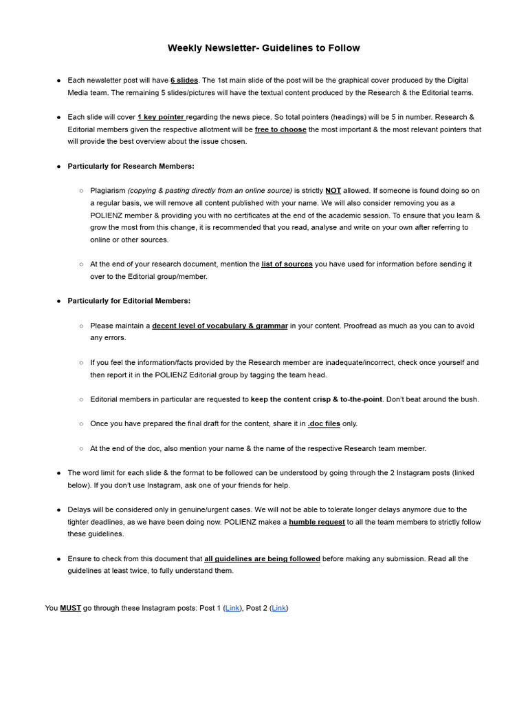 Newsletter Creation Guidelines | PDF | Proofreading | Human Communication