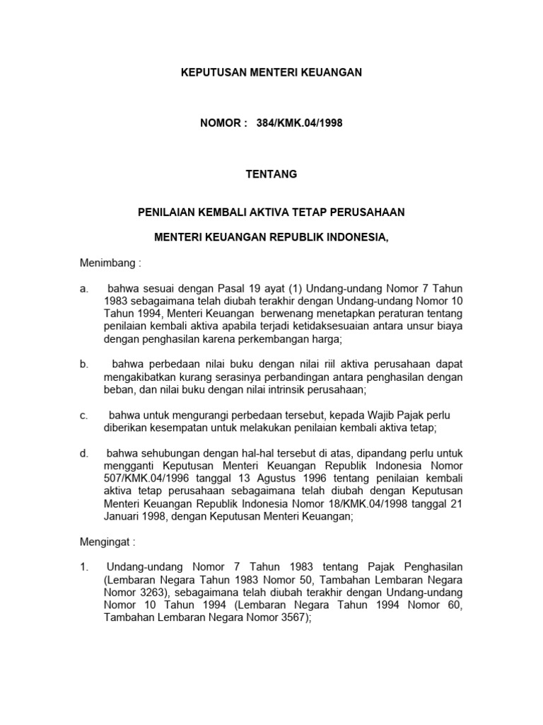 kepmenkeu-384-tahun-1998-penilaian-kembali-aktiva-tetap-perusahaan-pdf