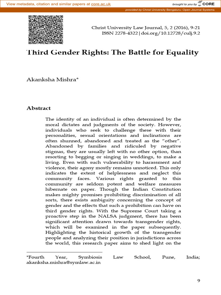 Third Gender Rights in India | PDF | Transgender | LGBTQIA+ Studies