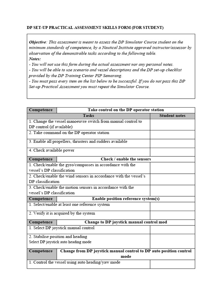 Simulator Training Assesment For Student | PDF