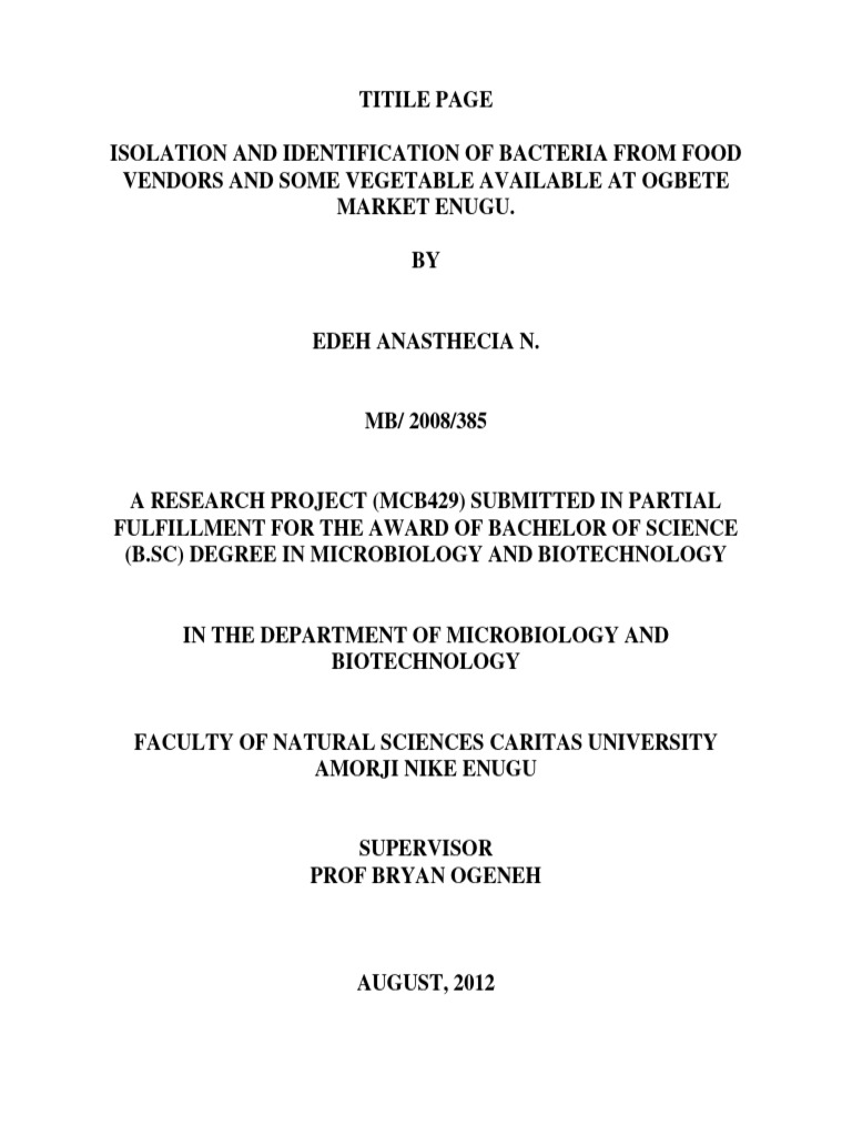 Isolation and Identification of Bacteria From Food Vendors and Some ...