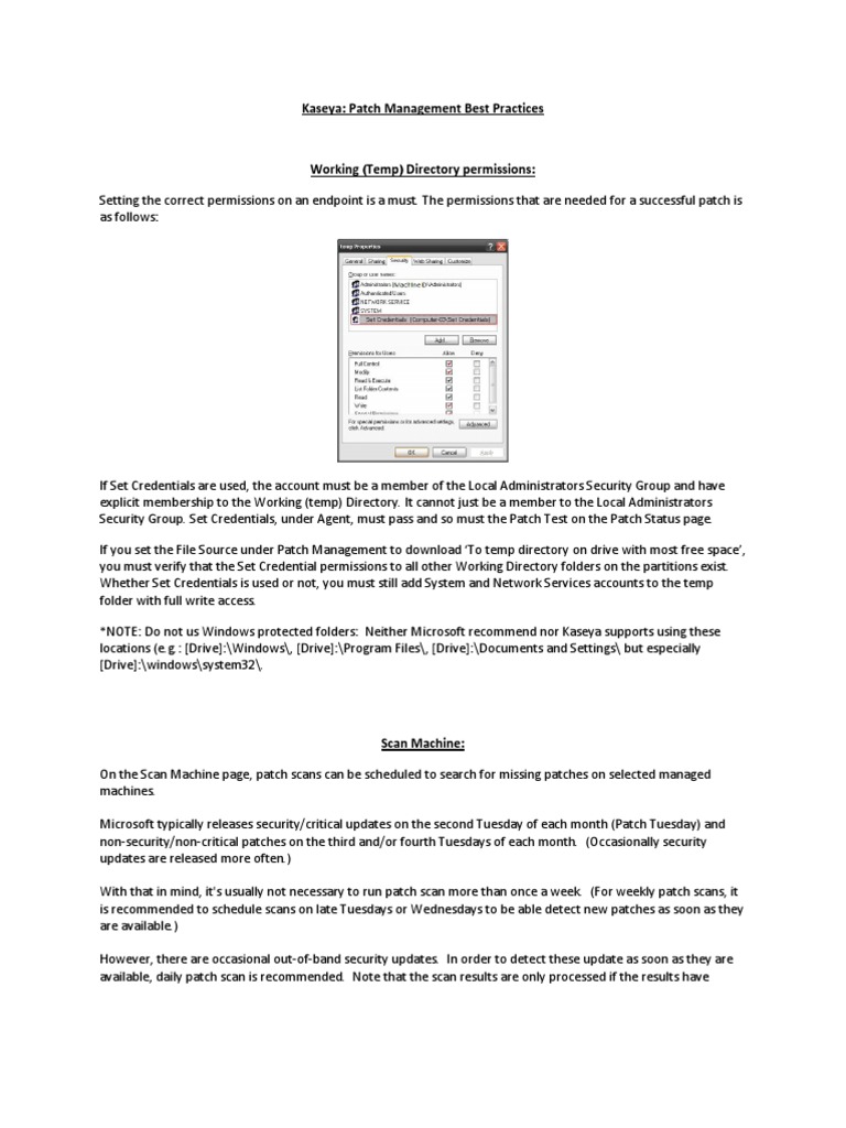 Kaseya Patch Management Best Practices | PDF