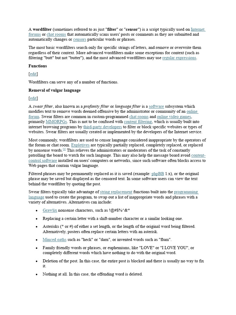 Word Filter | PDF | Websites | Software