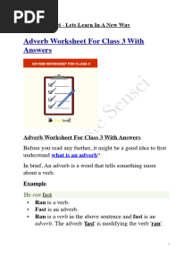 Adverb Worksheet For Class 3