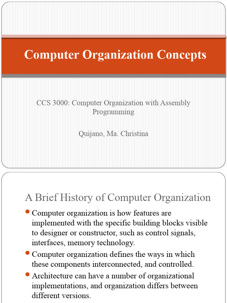 Computer Organization Concepts: CCS 3000: Computer Organization With ...
