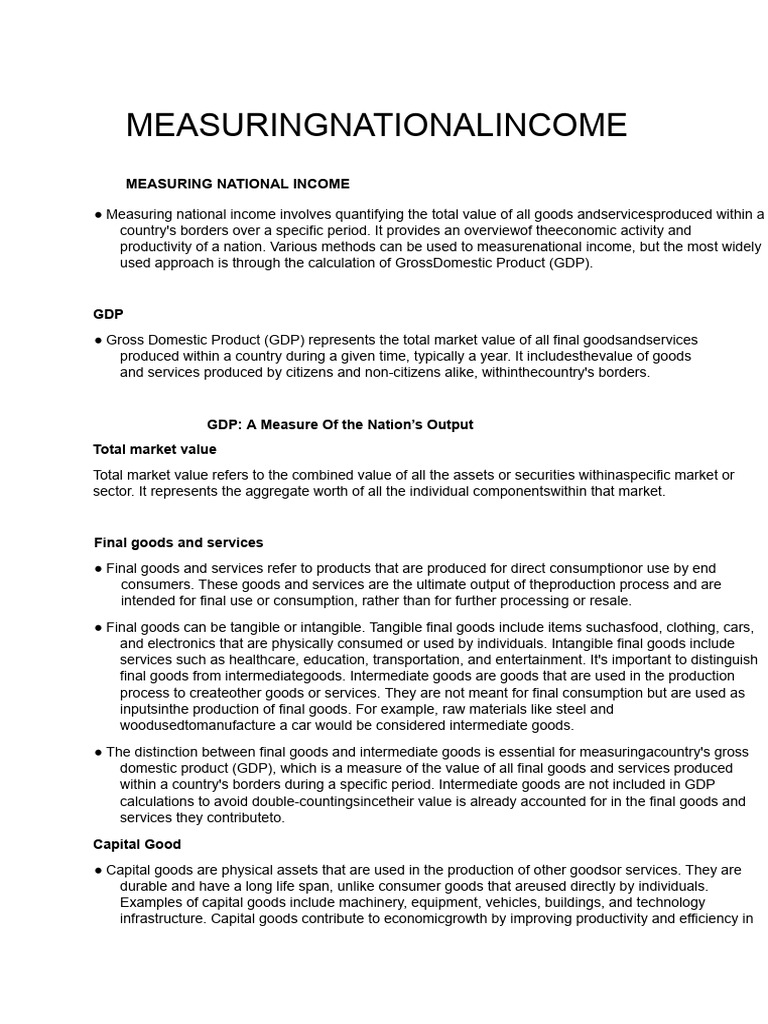 Measuring National Income | PDF | Gross Domestic Product | Goods