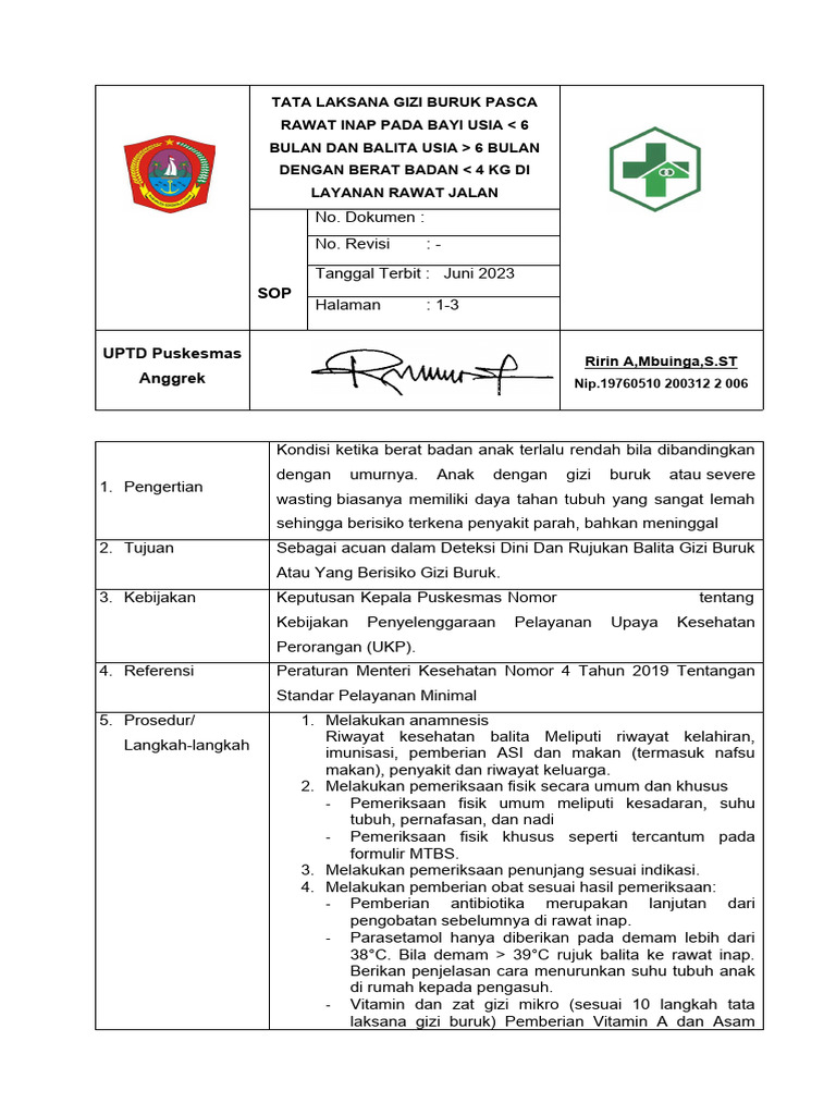 Tata Laksana Gizi Buruk pada Bayi dan Balita | PDF