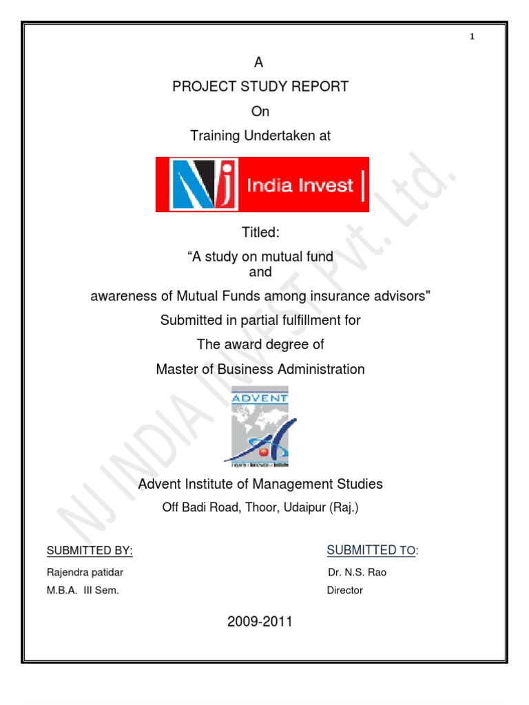 Project On NJ India Invest PVT LTD PDF Mutual Funds Securities