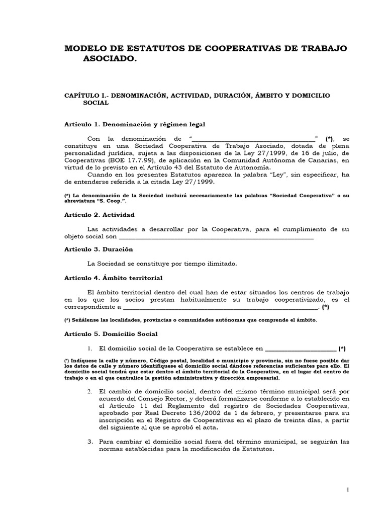 Estatutos de Cooperativas de Trabajo | PDF | Cooperativa | Votación