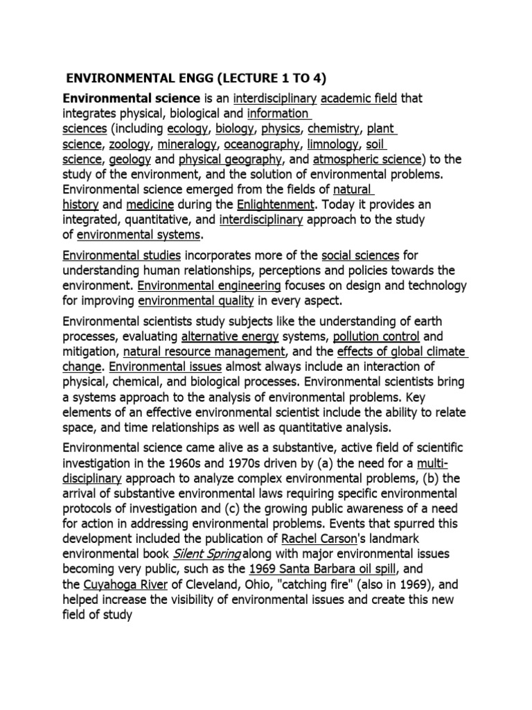 Environmental Engineering Overview | PDF | Environmental Science ...