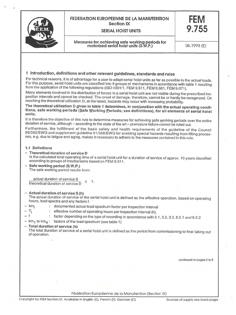 FEM 9.755-Measures For Archieving Safe Working Periods For Motorized ...