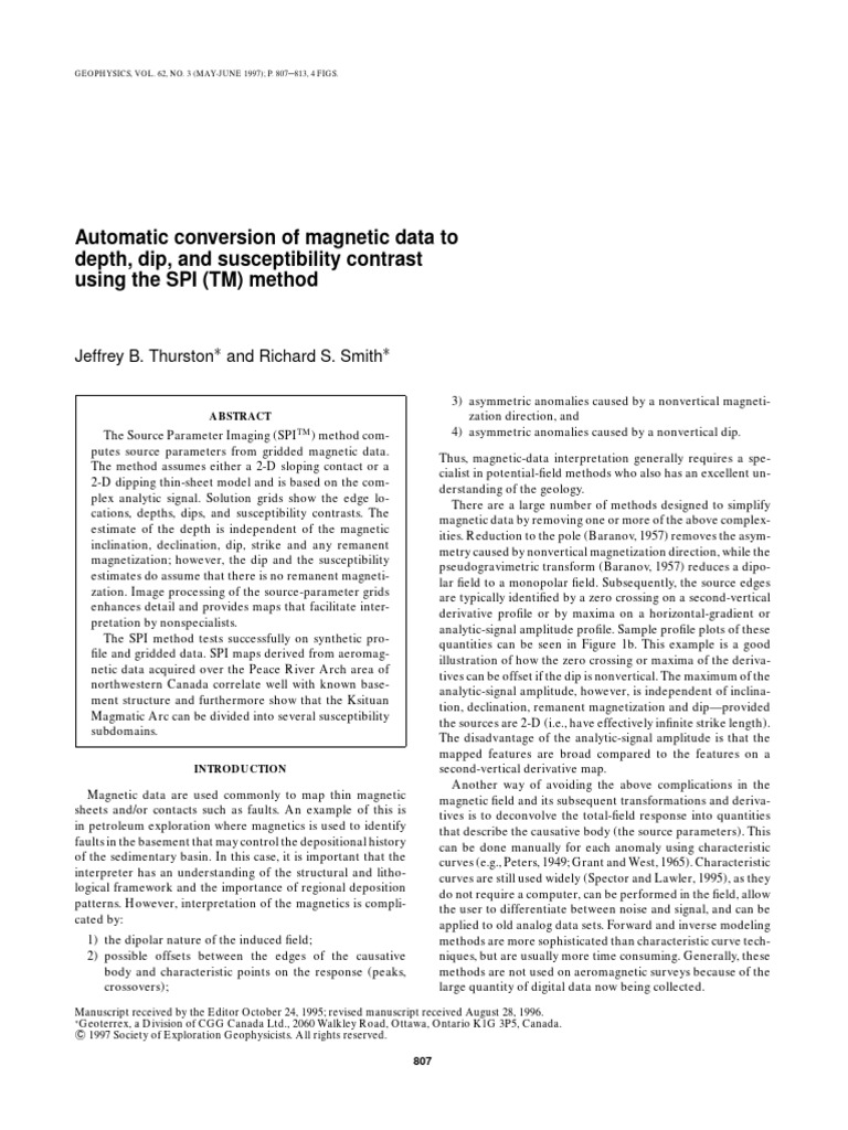 Automatic Magnetic Data Conversion | PDF | Equations | Geophysics