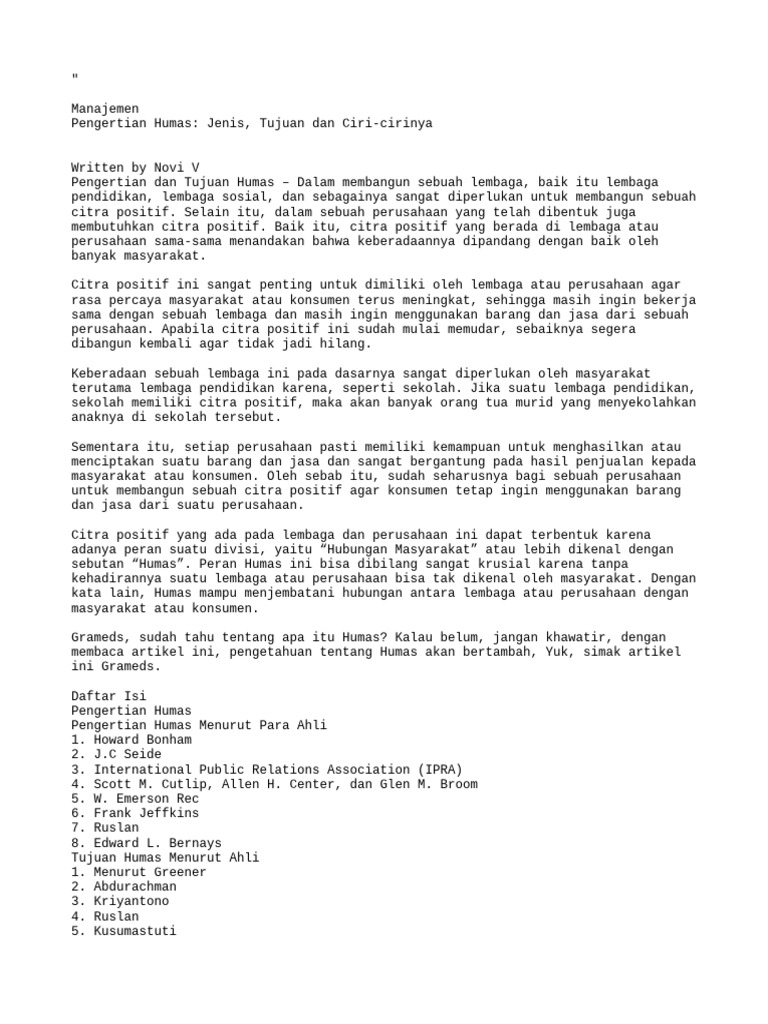 Pengertian dan Tujuan Humas | PDF