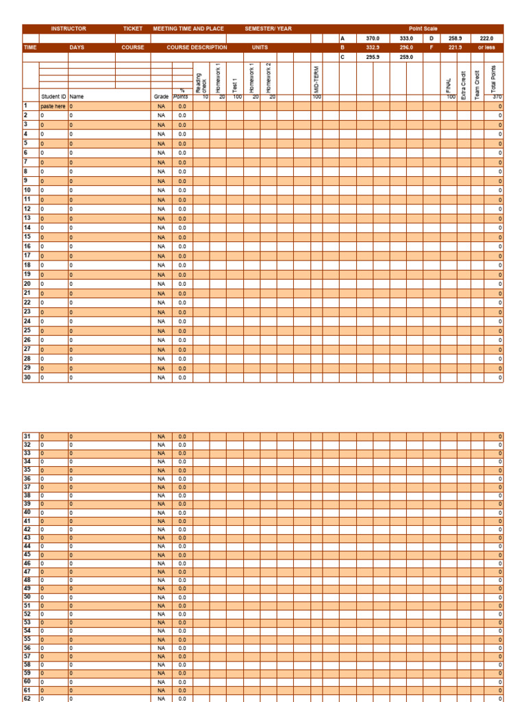 Class Roster Template 26 | PDF | Schools | Educational Assessment And ...