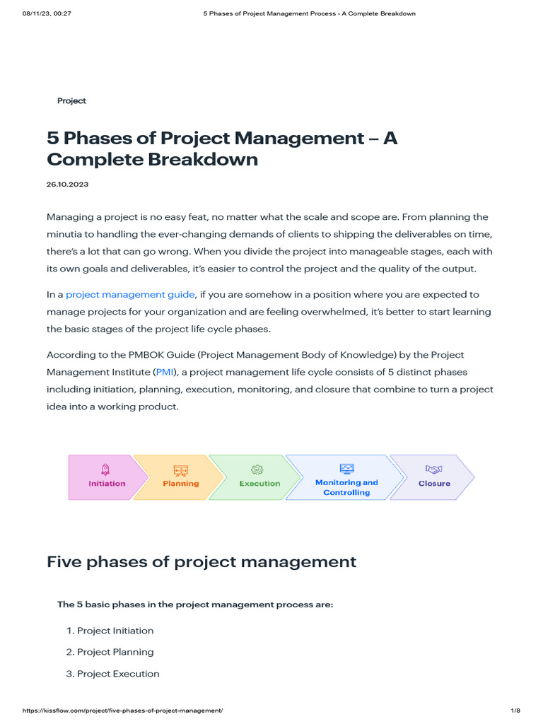 5 Phases of Project Management Process - A Complete Breakdown | PDF ...