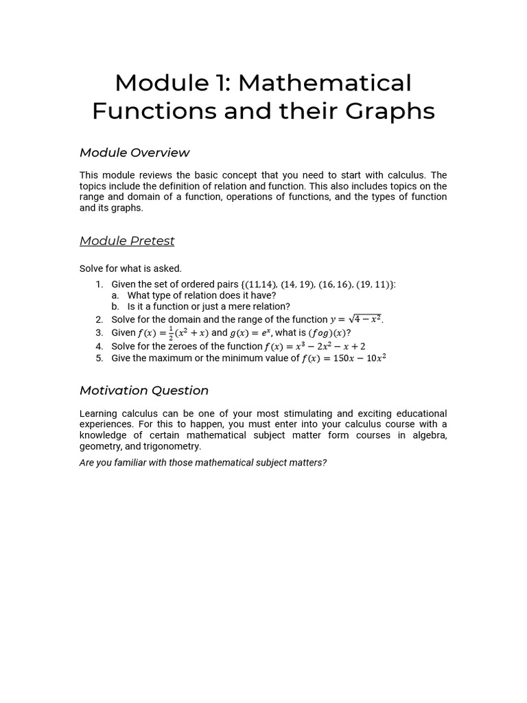 Functions and Graphs Overview | PDF | Function (Mathematics) | Mathematics