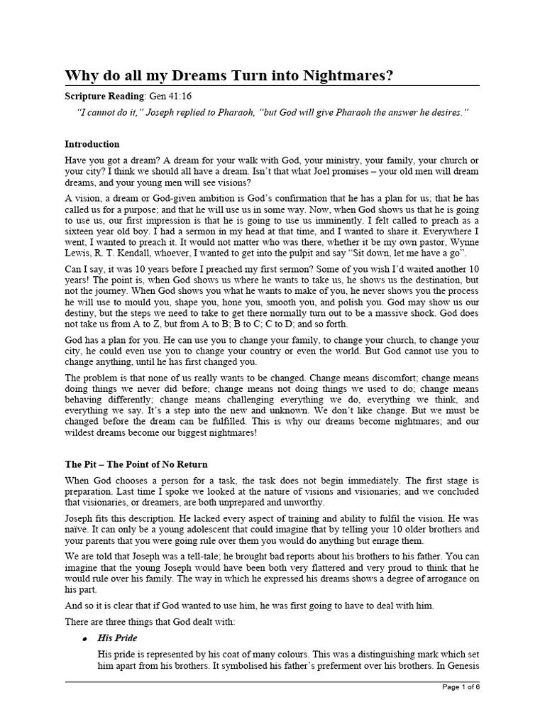 Dreams Turn To Nightmares PDF Dream Pride